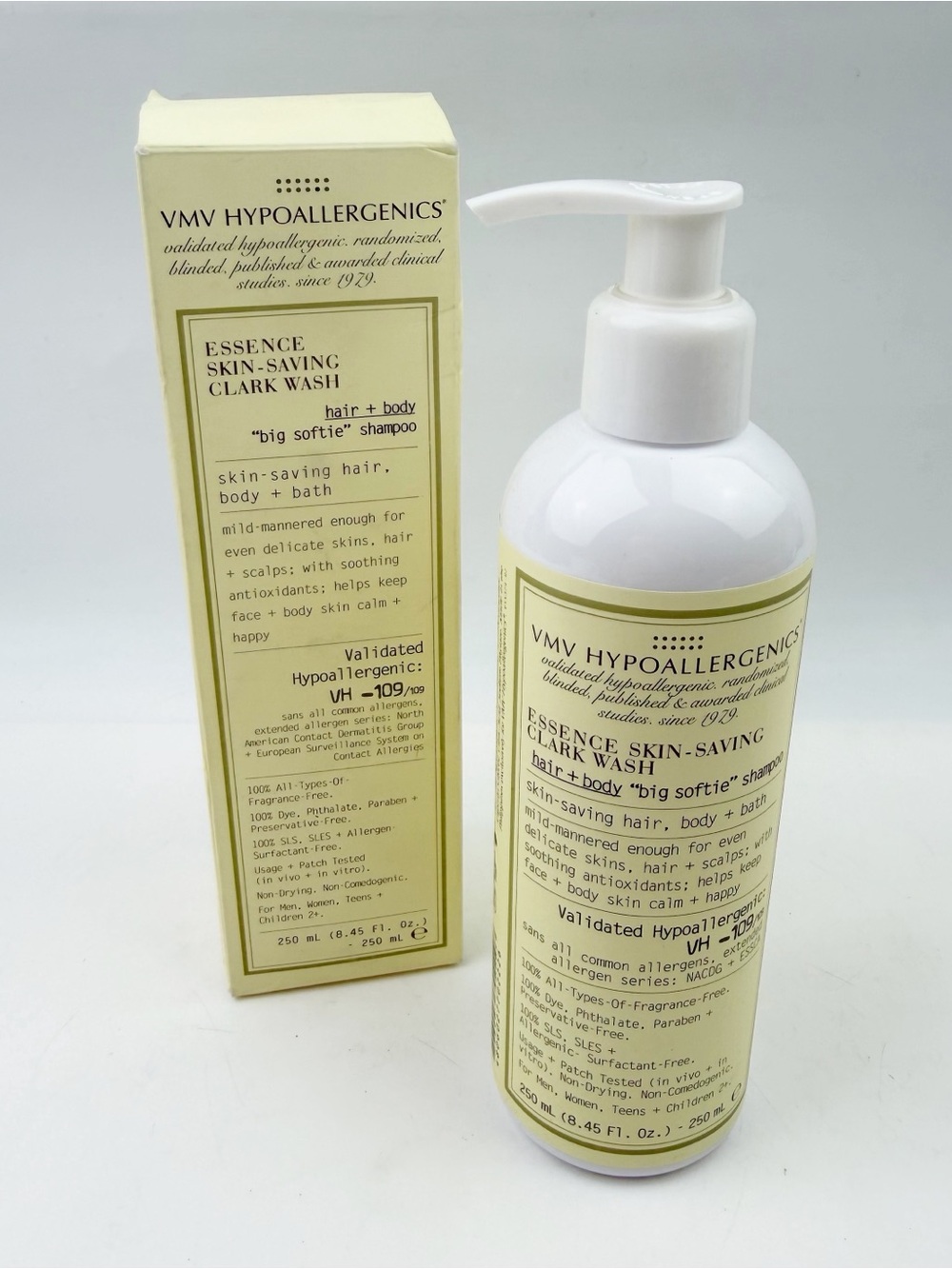 VMV Hypoallergenics Essence Skin Saving Clark Wash Shampoo Body 8.45 oz New
